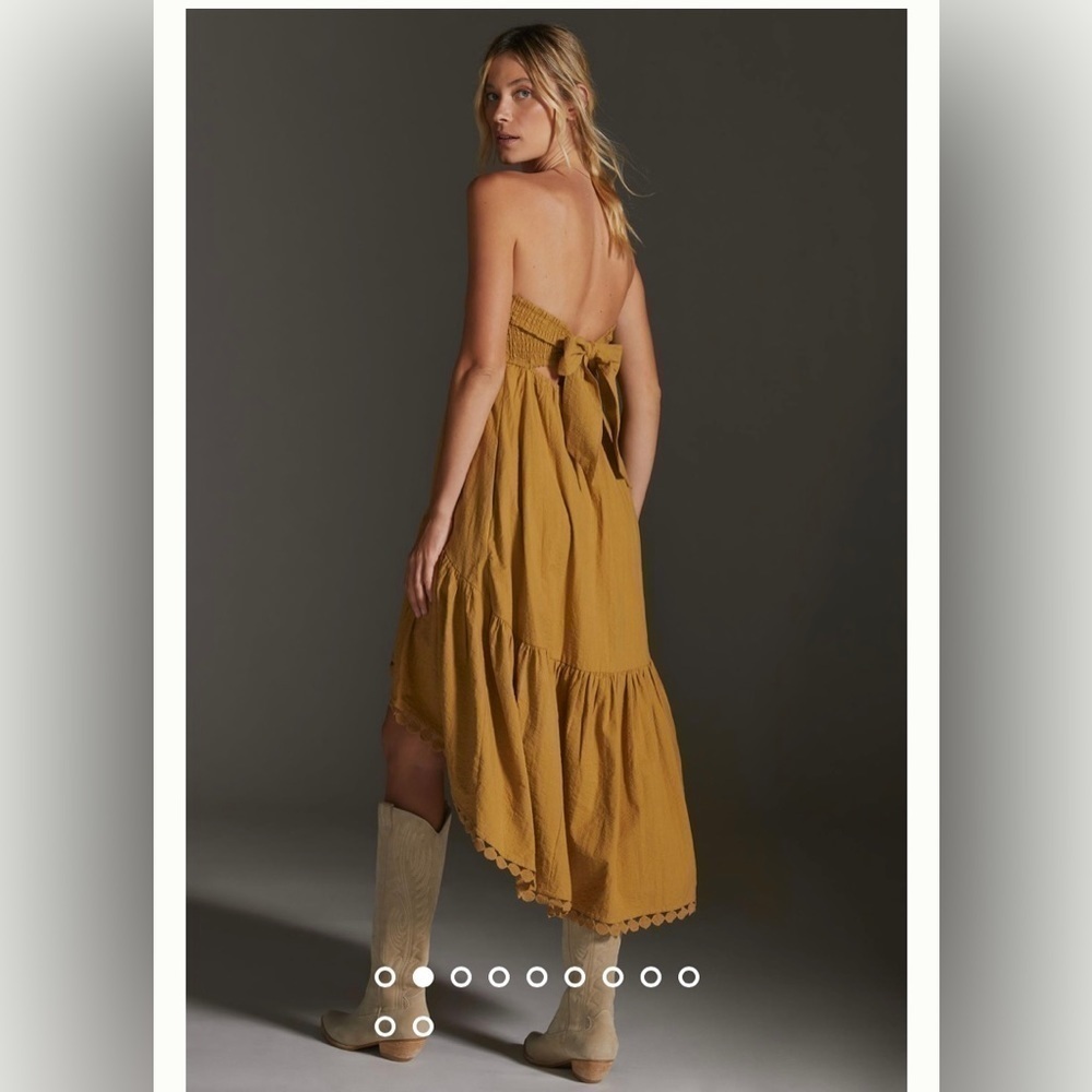 Maeve High-Low Strapless Midi Dress